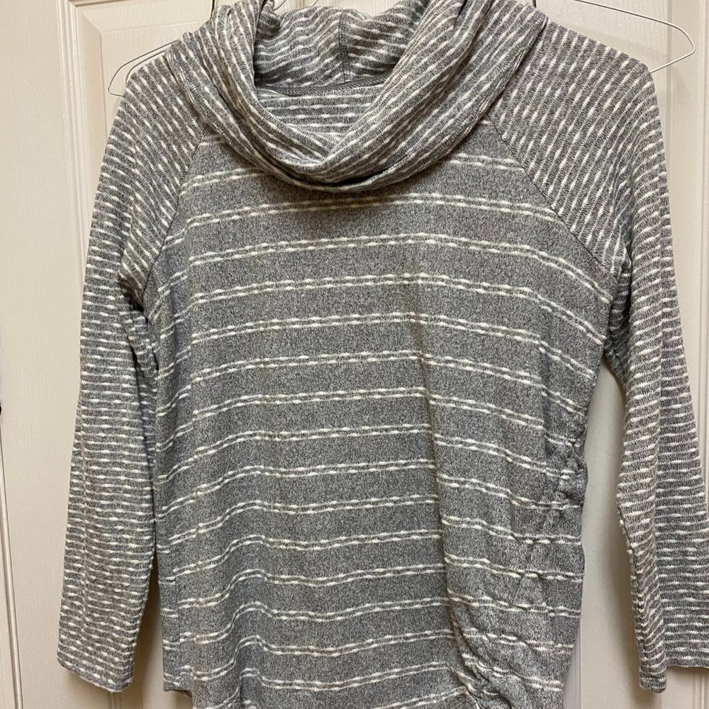 Dressbarn Sunday Cowl Neck Shirt with Ruching on one side, Size L
